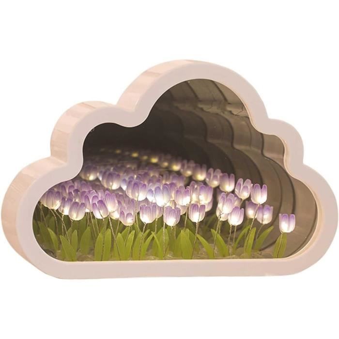 Tumotsit Veilleuse Miroir Tulipe Nuage - Lampe miroir nuage  table tulipe  LED faite à la main, ornements bureau chevet salon pour la décoration la  maison d'couple fille : : Luminaires et