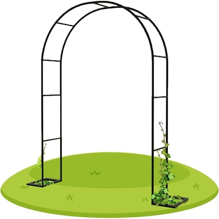 Arche / Gloriette Métal Pour Jardin - 230 Cm De Haut, 240x140 Cm - Revêtement Vert Antirouille - Pour Plantes Grimpantes, Décoration