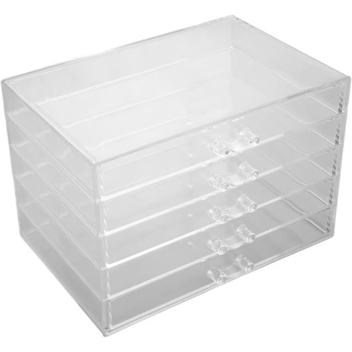 Boîte De Rangement Transparente Acrylique – Porte Coulissante Antipoussière – 2 Étagères Amovibles – Protection Humidité – Empilable – Figurines Et Collections
