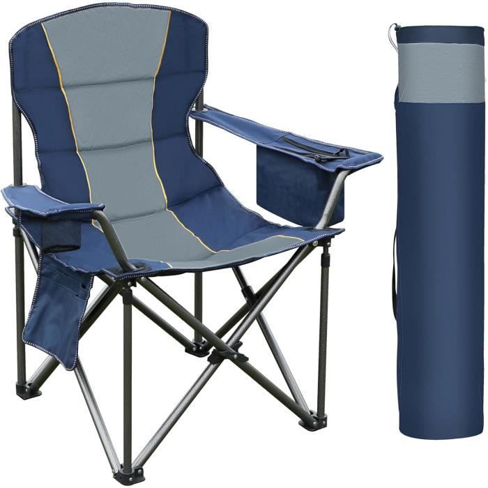Chaise Hamac De Camping Rembourrée Et Pliable - Supporte 180 Kg, Dossier Réglable, Porte-gobelet, Sac De Transport Inclus
