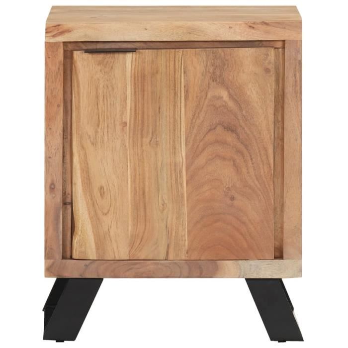 Table d'appoint style Mid-Century en bois D'Acacia avec 2 tiroirs