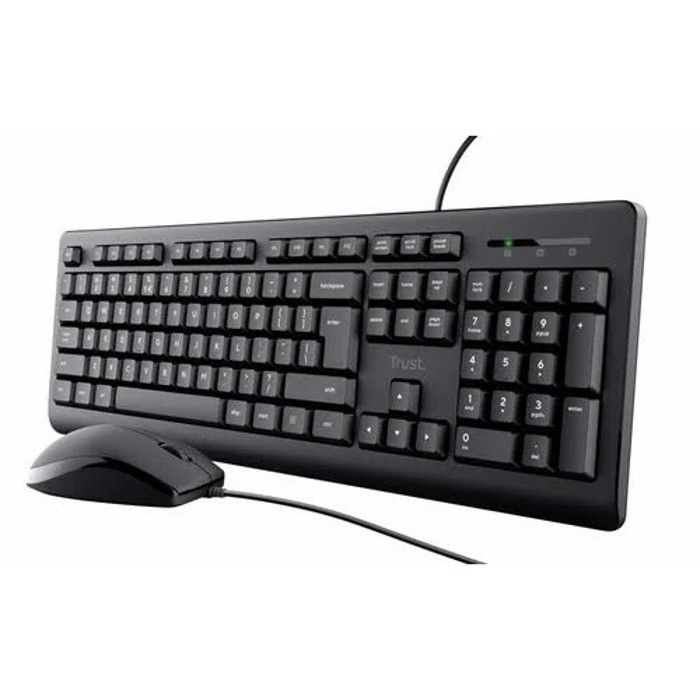 Clavier et Souris Filaire – Trust – Primo Pack – AZERTY Français – Résistant aux Éclaboussures – USB 1.8m