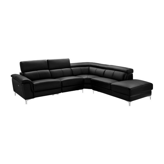 Canapé dangle relax électrique en cuir SITIA - Noir - Angle droit