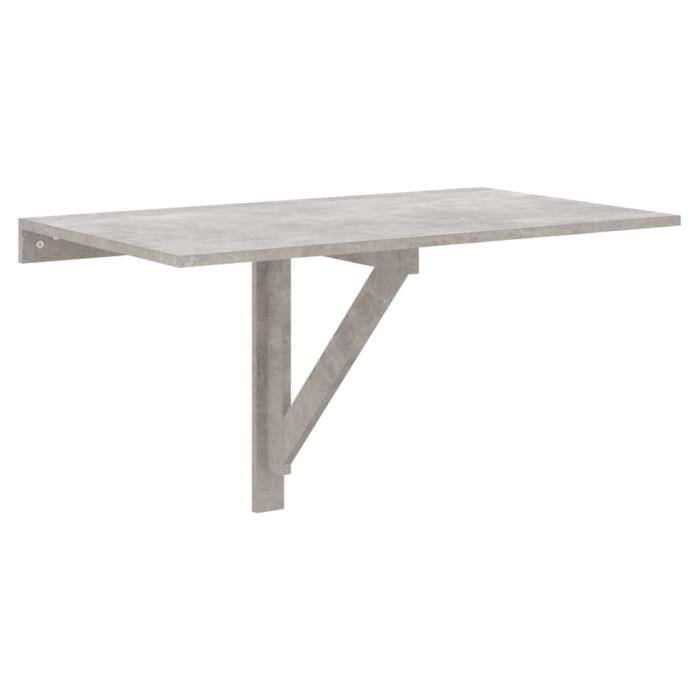 neuf table murale pliable gris béton 100x60x56 cm bois d'ingénierie haute qualité yes