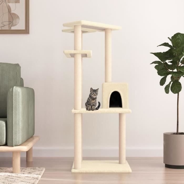 Vidaxl Arbre à chat avec griffoirs - Crème - 123 cm