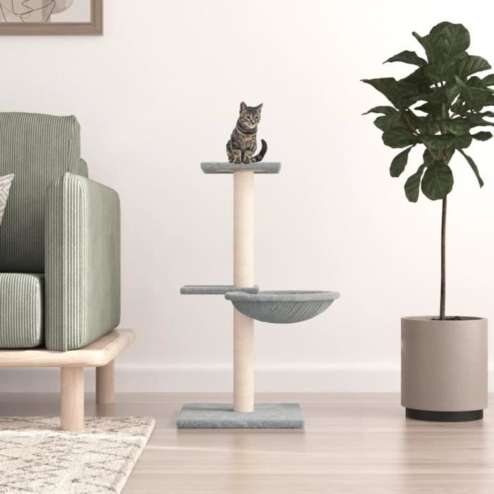 Meilleurs prix pour Arbre à chat - VIDAXL - 72 cm - Gris clair - Bois d'ingénierie - Sisal naturel