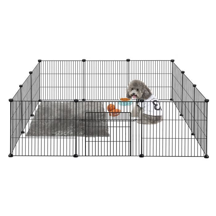 Comparer les prix de Enclos pour Petits Animaux - XMTECH - Réglable DIY 12 Panneaux - Métal Noir - 142x72x36cm - Sécurisé