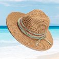Femmes écumoire à la mode nouveautés large bord chapeau de paille jardinage été retrousser Fedora Beach de soleil  CHAPEAU - BOB-1