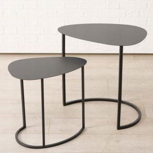 Table basse en forme de goutte d'eau, 1000, chêne noir / patiné En