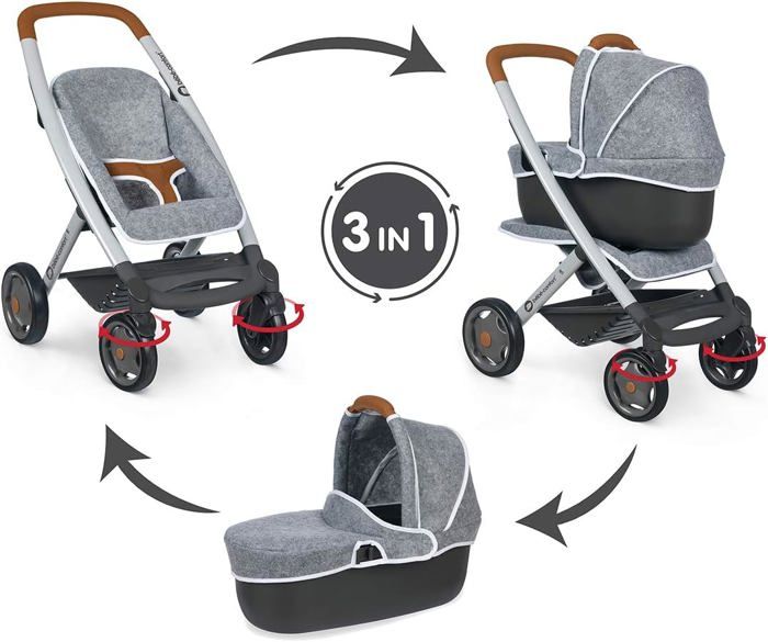 Bebe Confort Poussette Landau Gris 3 En 1 Pour Poupons Et Poupees Roues Silencieuses Et Multidirectionnelles Panier De Rangement Cdiscount Jeux Jouets