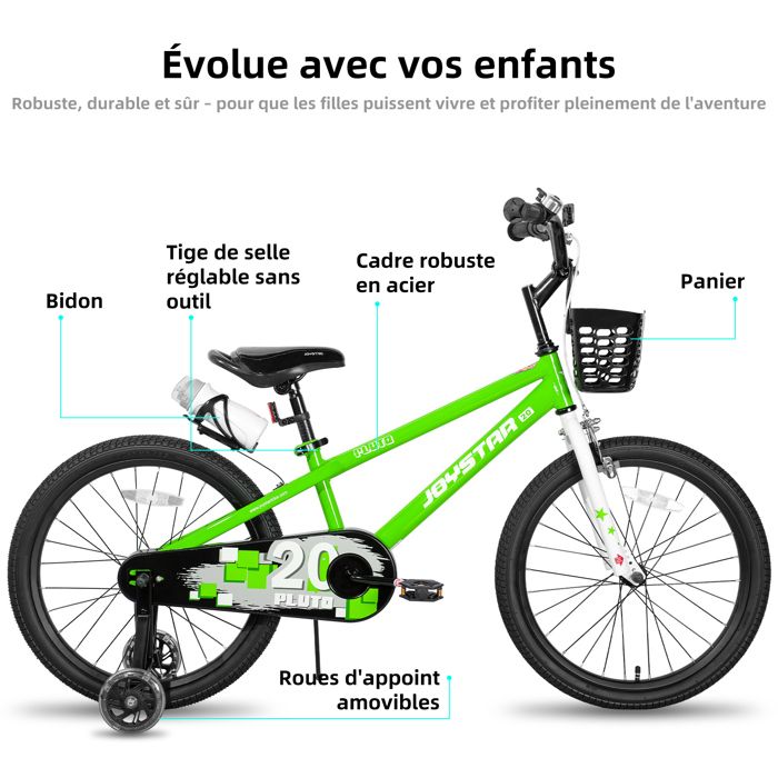 Vélo enfant Nogan Dutchy 14 pouces - Avec Roues d'entraînement - Guidon et selle