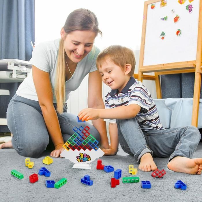 Jeu de 64 blocs d'empilage Tetra Tower, jeux de société pour 2 joueurs + jeux de