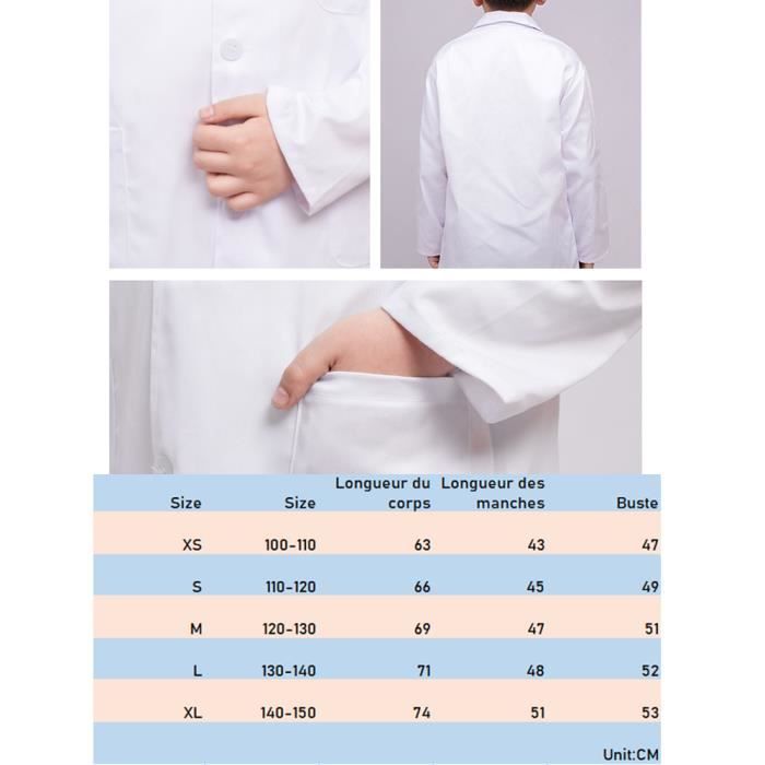 Blouse de Laboratoire Enfant Blouse Blanche Coton Chimie Garcon Fille Manche Longue Blouse de Medecin Medical avec Poche Cdiscount Sante Mieux vivre