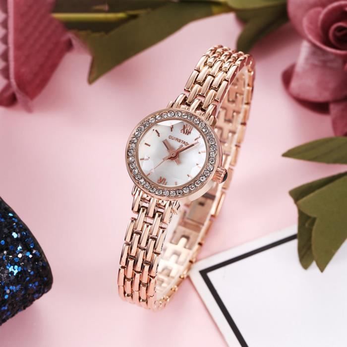 Montre Femme Quartz – Cadran Blanc, Boîtier Doré, Neuf Sans étiquette