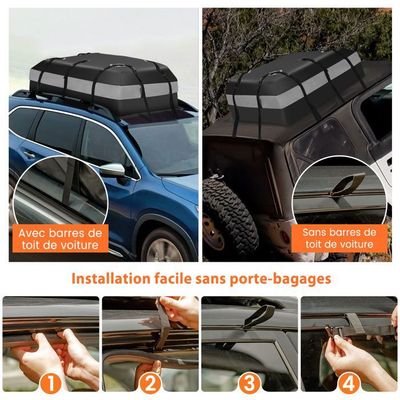 Coffre De Toit Voiture Étanche 410L Pliable - 600D Indéchirable Avec Sangles, Pour Tous Véhicules 135x51x51cm