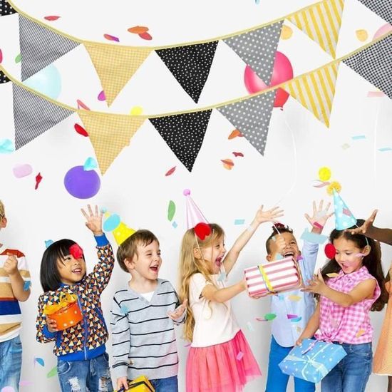 Décoration Fête Triangle Guirlande Fanions Tissu Vintage - Décoration Chambre Enfant Ou Fête - 2,6m Bannière Triangle Chambre
