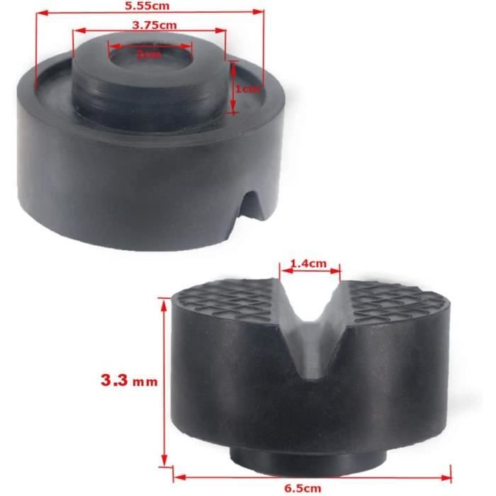 Lot De 2 Patins En Caoutchouc Pour Cric - Protection Pour Levage De Véhicule, Dimensions 6,5 X 3,3 Cm, Noir