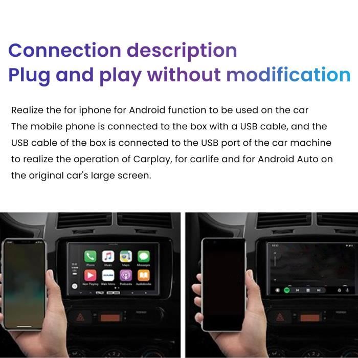 Adaptateur de voiture sans fil pour la conversion CarPlay filaire en Android  Auto - Système d'adaptation pour les autoradios Android - Cdiscount  Informatique