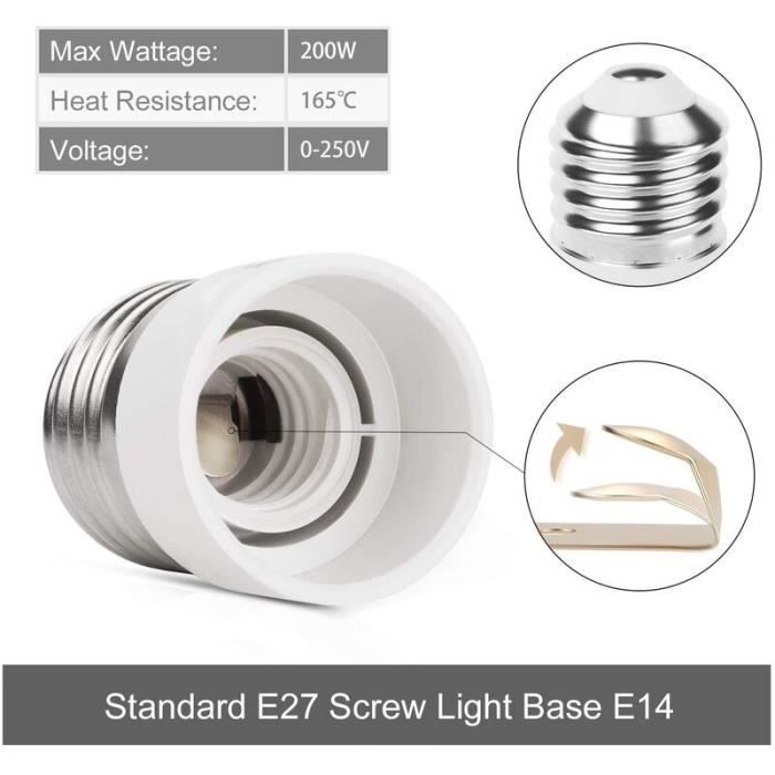 Convertisseur De Douille E14 Vers E27,4 Pièces E14 Vers E27