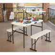 Table de jardin Lifetime - Ensemble Camping Table et bancs pliants - Beige Amande - Adulte-3