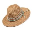 Femmes écumoire à la mode nouveautés large bord chapeau de paille jardinage été retrousser Fedora Beach de soleil  CHAPEAU - BOB-3