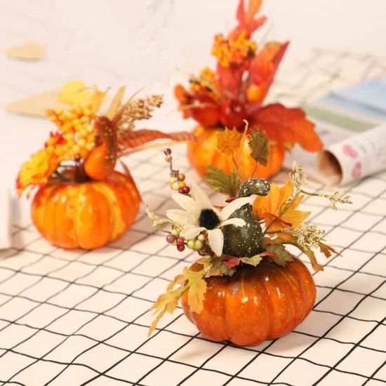 Xnferty Pics De Fleurs Artificielles Noires Pour Halloween, 47 Cm, Tiges Avec Citrouille, Fausses Brindilles Et Branches Avec Feuilles D'érable Pour