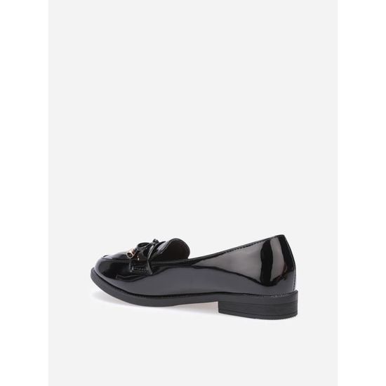 Mocassins slippers Vernis Frange et n ud dores Femme Noir