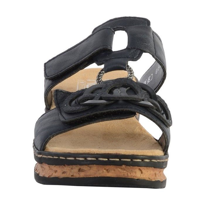 Rieker 62936 Sandale Femme Confort - Mules Cuir Synthétique Velcro, Semelle Compensée Amorti