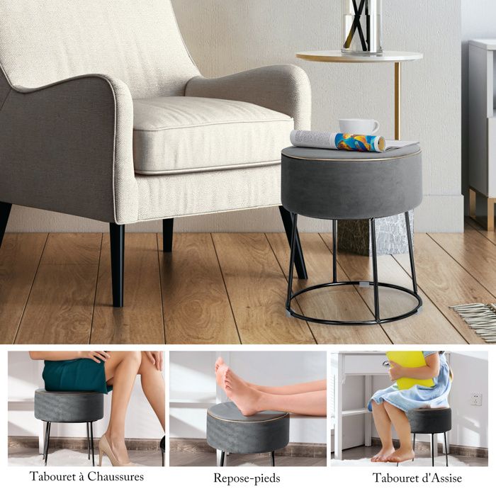 COSTWAY Pouf Rangement 3 En 1 53,5 L – Tabouret Café En Lin, Couvercle Rabattable, Pieds Hévéa, 45×45×45 Cm