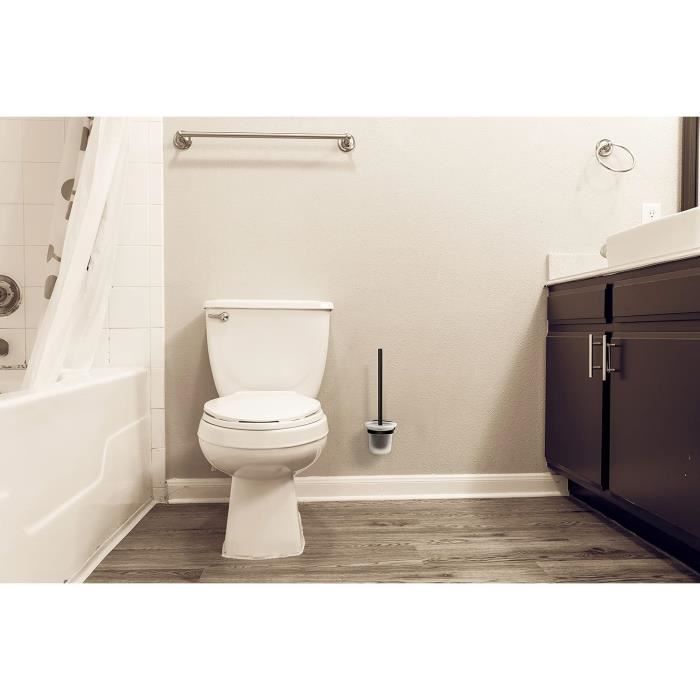 AuraLum Porte-brosse avec Porte-balai Toilette Acier Inoxydable Brosse WC  Mural Facile Installé Parfait pour