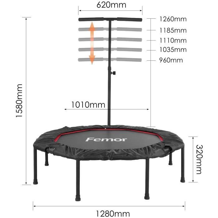 FEMOR Trampoline Fitness Pliable Poign e en T 5 Hauteurs
