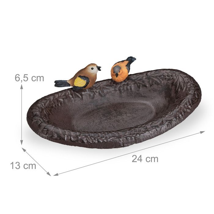 Abreuvoir/bain D'oiseaux En Fonte Pour Jardin - Design Vintage Avec Oiseau - 29 Cm Diamètre, 78.7 Cm Haut