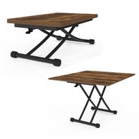 ID MARKET Table basse fixe relevable en table à manger rectangulaire URBANA 100 cm bois et noir design industriel pas cher ID MARKET Table basse fixe relevable en table à manger rectangulaire URBANA 100 cm bois et noir design industriel pas cher