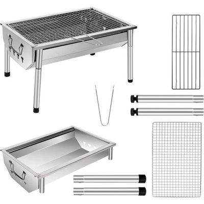 Barbecue Portable 2 en 1 - SunJas - BBQ à Charbon Inox Mini Grill de Table pour Jardin Balcon Barbecue Portable 2 en 1 - SunJas - BBQ à Charbon Inox Mini Grill de Table pour Jardin Balcon