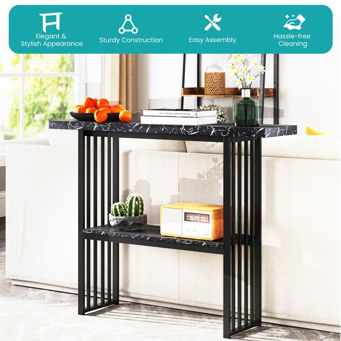 LIFEZEAL Table console de 120 x 29,5 x 92,5 cm, Design Effet Marbré ...