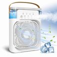 Climatiseur Mobile Portable Mini Rafraîchisseur d'Air Évaporatif avec Diffuseur d'Eau 3 Vitesses, Minuterie,7 Lumières LED - Blanc
