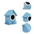 Mangeoire à oiseaux suspendue décorative pour nid d'oiseau en bois nichoir - nid habitat - couchage-0