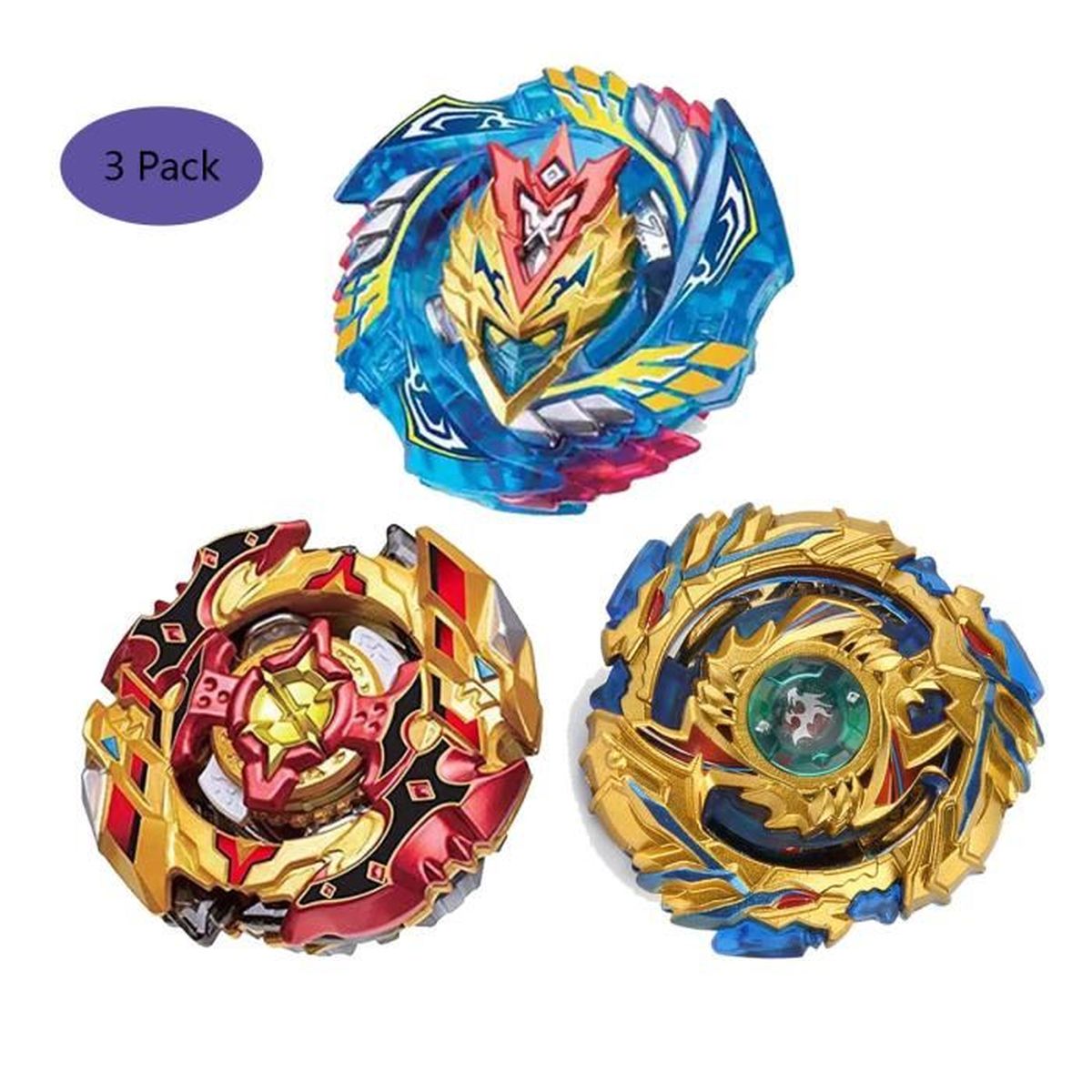 JC Jouet Toupies Beyblade Burst Starter - 3 X Set de Combat (3 toupies + 3 lanceurs) - B127 