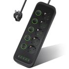 Multiprise Électrique 2500W, BYONDSELF®, Prise Électrique avec 5 Interrupteur Individuel, 5 Prises, 4 USB, 1 Type-C, Câble de 2m