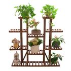 UNHO Porte Plante en Bois 116 x 115 x 25cm Étagère Echelle Grande Pour Plantes Fleurs avec 11 Tablettes Pour Jardin Terrasse Balcon