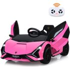 Lamborghini SIAN Voiture Électrique 12V Enfant, Télécommande 2,4G, Klaxon, Musique, 2 Portes Papillons, Vitesses 3-5km/h, Rose