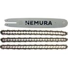 NEMURA Guide de 30cm + 3 Chaînes de tronçonneuse - 44 Entraineurs - Pas 3/8LP - Jauge 0.50 (1.3mm)