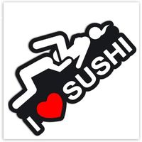 2 x PVC Autocollant Stickers Voiture Auto Moto Tuning I Love Sushi B 90