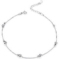 Bijoux Blu Bracelet de Cheville Minimaliste Perles Rondes Argent Sterling Chian pour Jambe Femme Pied Bijoux pour Femme Chain