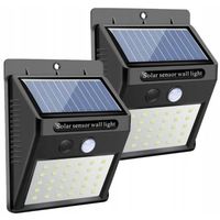 Lampe solaire extérieure 20 LED avec détecteur de mouvement et éclairage mural - Noir - Pour adulte