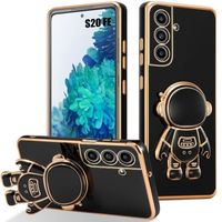 Coque pour Samsung Galaxy S20 FE, Protection Antichoc Ultra Slim avec Support Astronaute 3D Ajustable Noir (pas pour S20)