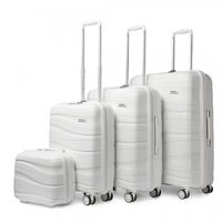 Kono Set de 4 Valises de Voyage (55/66/76cm) Rigide Valise Cabine à roulettes et Serrure TSA & Portable Vanity Case, Blanc