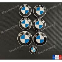 KIT 7 Badge LOGO Embleme BMW - Capot - Coffre - Volant - cache moyeu - Bleu et Blanc - Mastershop