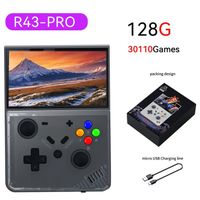 Console de jeu portable R43 PRO - 4.3 pouces console de jeu vidéo portable rétro open source pour enfants, 128G Noir transparent