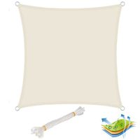 WOLTU Voile d’ombrage carré en polyester, protection contre le soleil avec protection UV pour jardin ou camping,3x3 m, Crème